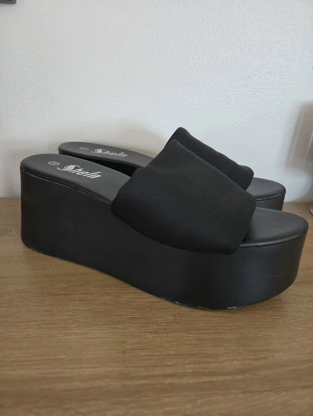 SHEIN Black Platform Slide Mules